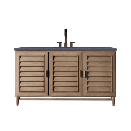 James Martin Vanities Portland 60in Single Vanity Whitewashed Walnut w/ 3 CM Charcoal Soapstone Quartz Top 620-V60S-WW-3CSP